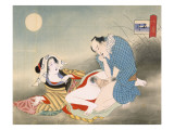 Couple Making Love in the Moonlight Giclee Print by Japanese School 