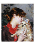 The Actress Rejane and Her Dog, C.1885 Giclee-trykk av Giovanni Boldini The Actress Rejane and Her Dog, C.1885 Giclee-trykk av Giovanni Boldini
