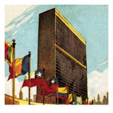 United Nations Building in New York Giclée-Druck von English School 