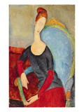 Mme Hebuterne in a Blue Chair, 1918 reproduction procédé giclée par Modigliani 