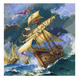 Christopher Columbus's Santa Maria Giclee Print by English School 