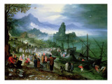 Christ Preaching on the Sea of Galilee Giclee-trykk av Jan Bruegel the Elder Christ Preaching on the Sea of Galilee Giclee-trykk av Jan Bruegel the Elder