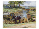 Gypsy Encampment, Appleby, 1919 Giclee Print by Atkinson 