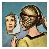 Medieval Girl Looking into a Mirror Giclee Print by English School 