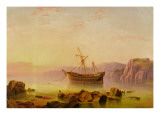 A Ship at Anchor in a Bay at Sunset Giclee Print by Atkinson 