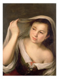 A Young Girl Raising Her Veil reproduction procédé giclée par Bartolome Esteban Murillo