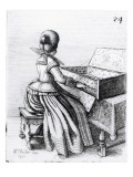 Woman Playing at a Keyboard, 1635 reproduction procédé giclée par Wenceslaus Hollar