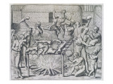 Cannibal Feast, Engraved by Theodor De Bry Giclee Print by John White