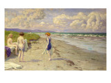 Girls Preparing to Bathe on the Beach Lámina giclée por Paul Fischer