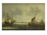 A Galley Frigate and Other Shipping Off Amsterdam Giclée-Druck von Justus de Verwer