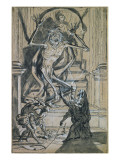 Four Grave Robbers Awaken a Ghost Reproduction procédé giclée par Joseph Werner