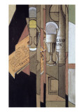 Verres, Journal Et Bouteille De Vin, Collage reproduction procédé giclée par Gris 