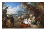 The Halt of the Troops, Called Peace Reproduction procédé giclée par Jean-Baptiste Pater