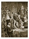 The Inauguration of Cromwell as Protector, 1657 Reproduction procédé giclée par Richard Caton Woodville II