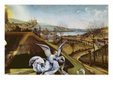 Nativity, Detail of the Landscape, C.1425 reproduction procédé giclée par Master of Flemalle 