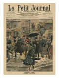 Winter in Paris, Walking in the Mud Giclée-Druck von French School 