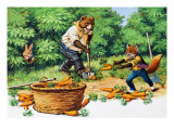 Brer Rabbit Spotting Bear and Fox Stealing Carrots Giclee Print by Virginio Livraghi