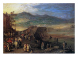 Travellers at the Bridge of Talavera, 1610 reproduction procédé giclée par Jan Bruegel the Elder