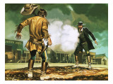 Wyatt Earp at Work in Dodge City Giclée-Druck von Ron Embleton
