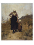 Mother and Child on a Path by the Sea Giclee-trykk av Bernardus Johannes Blommers Mother and Child on a Path by the Sea Giclee-trykk av Bernardus Johannes Blommers
