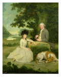 Portrait of Mr Leroy with His Daughter Giclee-trykk av Hugh Barron