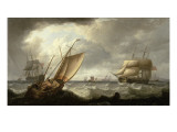 Dutch Galliot and English Shipping Off Penzance Giclee Print by Powell 