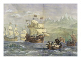 The Discovery of the Strait of Magellan Giclee-trykk av Oswald Walter Brierly The Discovery of the Strait of Magellan Giclee-trykk av Oswald Walter Brierly