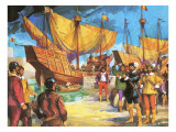 Pizarro Setting Sail from Panama in 1530 Giclee Print by Alberto Salinas