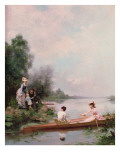 Boating on the River, 19th Century Giclee-trykk av Jules Frederic Ballavoine Boating on the River, 19th Century Giclee-trykk av Jules Frederic Ballavoine