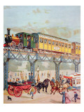 New York Elevated Railway, C.1880 Reproduction procédé giclée par American School 