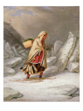 An Indian Woman Wearing Snowshoes Giclee Print by Cornelius Krieghoff