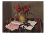 Carnations and Account Books, 1925 reproduction procédé giclée par Félix Vallotton