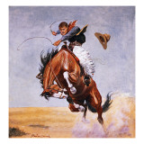 Cowboy Trying to Break in a Horse Giclee Print by Stanley L. Wood