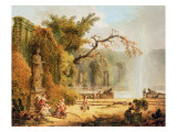 Romantic Garden Scene Giclée-Druck von Hubert Robert