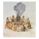 Indians Round a Fire Reproduction procédé giclée par John White