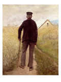 Old Man Walking in a Rye Field Giclee Print by Laurits Andersen Ring