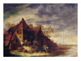 Woman in Front of a Cottage Giclee Print by Egbert van der Poel