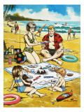 A Christmas Picnic on the Beach Giclee Print by Jesus Blasco