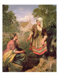 At the Spring or Gossip reproduction procédé giclée par John Faed