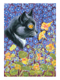 A Cat in a Sea of Flowers Giclee Print by Louis Wain