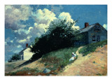Houses on a Hill, 1879 reproduction procédé giclée par Winslow Homer