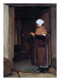 Peasant Girl Knitting, 1855 Lámina giclée por Francois Bonvin