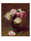 Pink and White Roses Giclee Print by Henri Fantin-Latour