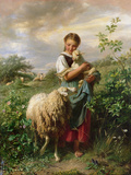 The Shepherdess, 1866 Giclee Print by Johann Baptist Hofner