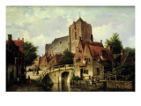 A Dutch Town with a Church Giclee Print by Willem Koekkoek