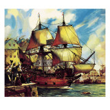 The Mayflower Leaves Plymouth Giclee Print by McConnell 