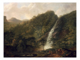 View of Powerscourt Waterfall reproduction procédé giclée par George Barret