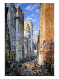 Broad Street, New York, C.1904 Impressão giclée por Colin Campbell Cooper Broad Street, New York, C.1904 Impressão giclée por Colin Campbell Cooper