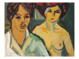 Self Portrait with Model, 1905 reproduction procédé giclée par Ernst Ludwig Kirchner