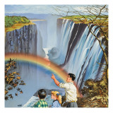 Rainbow over Waterfall Giclee Print by A. Gigli